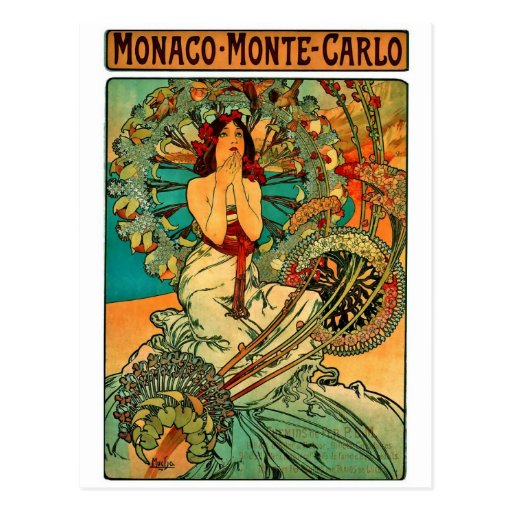 Monaco Monte Carlo Art Nouveau Postcard