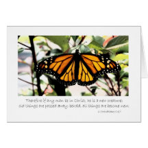 monarch butterfly if any man be in Christ Greeting Cards