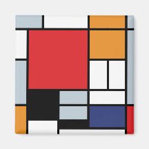 Mondrian - Composition With Large Red Plane Refrigerator Magnets
