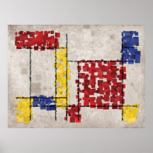 Mondrian Inspired Squares Print