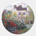 Monet's Garden with Red Dahlias Sticker