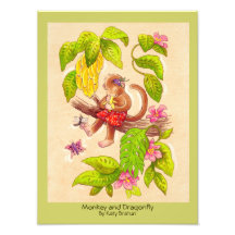 "Monkey and Dragonfly" Original Children's Art Photo