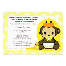 Monkey Baby Duckie Bath Shower Invitation