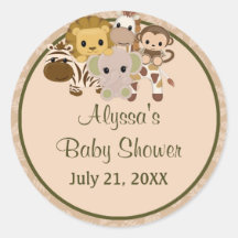 MONKEY Baby Shower blank label/seal Nali NJM #07 Round Sticker