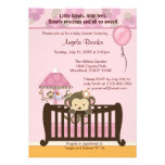 Monkey Baby Shower Invitation CJ PINK