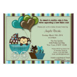 Monkey Baby Shower Invitation TEAL invitations