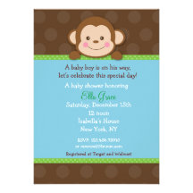 Monkey Baby Shower Invitations Boy