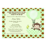 Monkey Birdie Umbrella Baby Shower Invitation invitations