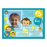 Monkey birthday invitation blue yellow (photo) invitations