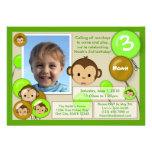 Monkey birthday invitation green brown (photo) invitations