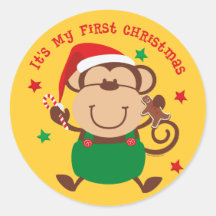 Monkey Boy 1st Christmas Sticker