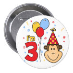 Monkey Face 3rd Birthday Pinback Button