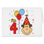 Monkey Face  4th Birthday Greeting Card