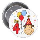Monkey Face  4th Birthday Pinback Button