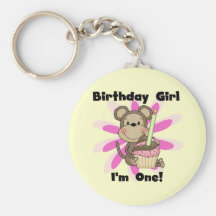 Monkey Girl 1st Birthday Tshirts and Gifts Key Chains