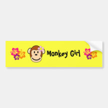 Monkey Girl Island Flower Bumper Sticker