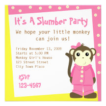 Monkey in Pyjamas Personalised Invite