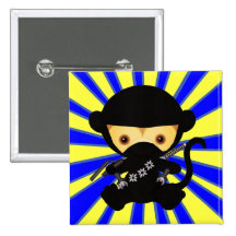 Monkey Ninja Kawaii style Buttons