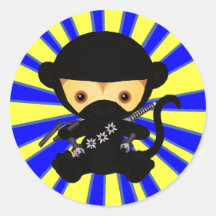Monkey Ninja Kawaii style Round Sticker