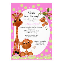 Monkey & Pals Girl Baby Shower Custom Invite