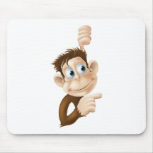 Monkey pointing and looking illustration mouse mat