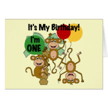 Monkey Shine 1st Birthday Tshirts and Gifts Greeting Card