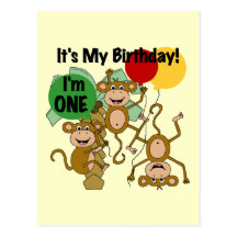 Monkey Shine 1st Birthday Tshirts and Gifts Post Card