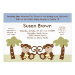 Monkey Time Twin Baby Boys Shower Invitation