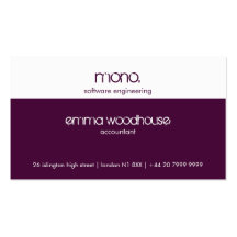 Mono Eggplant Purple & White Business Card