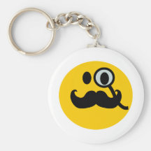 Monocle & Moustache Smiley (Customisable backgrnd) Key Chains