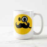 Monocle & Moustache Smiley (Customisable backgrnd) Mug