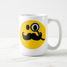 Monocle & Moustache Smiley (Customisable backgrnd) Mug