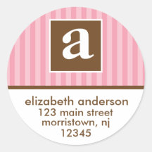 Monogram Address Labels Round Stickers