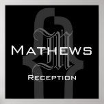 Monogram and Name Wedding Reception Sign Poster