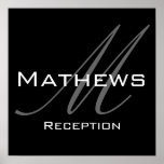 Monogram and Name Wedding Reception Sign Poster