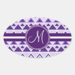 Monogram Aztec Andes Tribal Mountains Triangles Oval Sticker