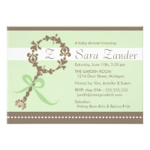 Monogram Baby Rattle Shower Invitation