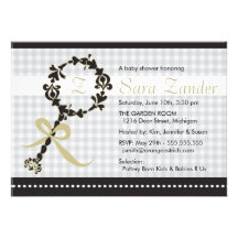 Monogram Baby Rattle Shower Invitation