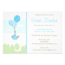 Monogram Balloon Baby Shower Invitation - Boy