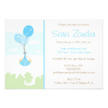 Monogram Balloon Baby Shower Invitation - Boy
