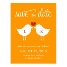 Monogram Birds Save The Date Card Post Card