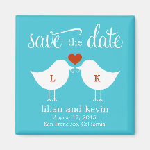 Monogram Birds Save The Date Magnet