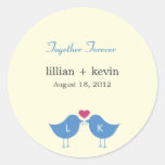 Monogram Birds Wedding Favour Sticker