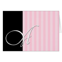 Monogram Black and Pink Elegance (A) Card