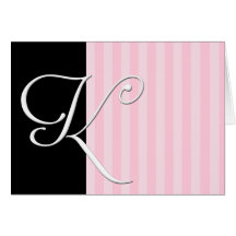 Monogram Black and Pink Elegance (K) Greeting Card