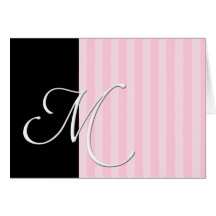 Monogram Black and Pink Elegance (M) Card