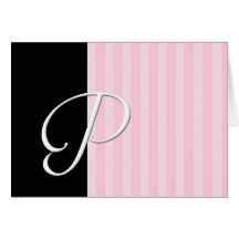 Monogram Black and Pink Elegance (P) Greeting Cards