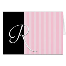 Monogram Black and Pink Elegance (R) Greeting Card