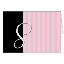 Monogram Black and Pink Elegance (S) Card