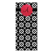 Monogram black ornamental hearts custom rack card